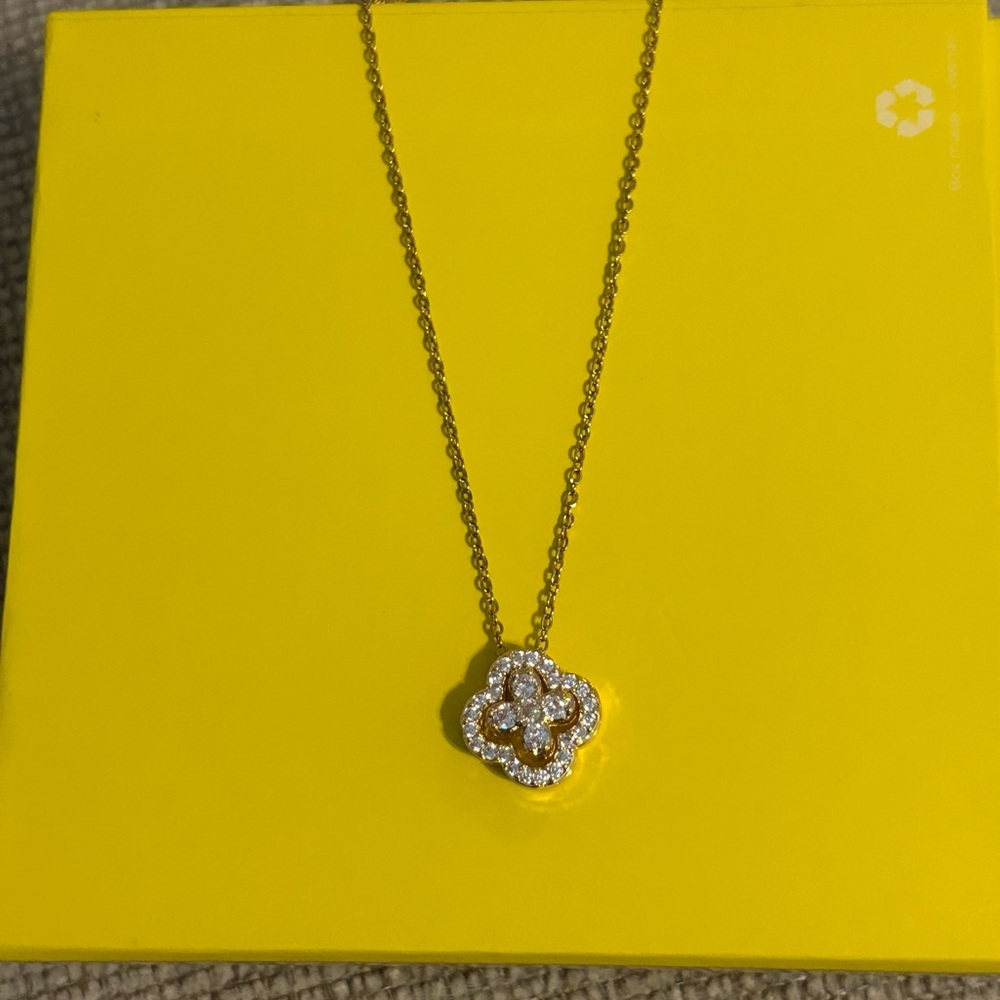 Elegant 18k Gold Plated Moissanite Pendant Necklace with Rotating Center